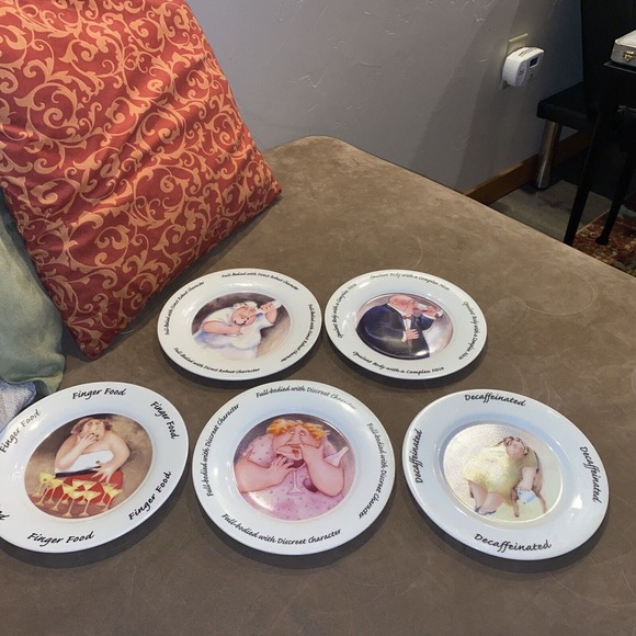 Plates (5) Erika Oller House Of Prill Dessert Salad Plates Wine Coffee LOT - Picture 1 of 8